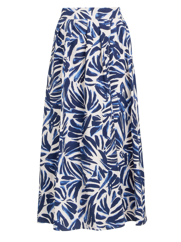 Enid Abstract Print Elastic Waist Skirt