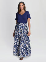 Enid Abstract Print Elastic Waist Skirt