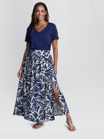 Enid Abstract Print Elastic Waist Skirt