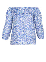 Emme Blue Floral Off The Shoulder Top With Frill
