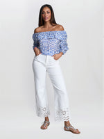 Emme Blue Floral Off The Shoulder Top With Frill