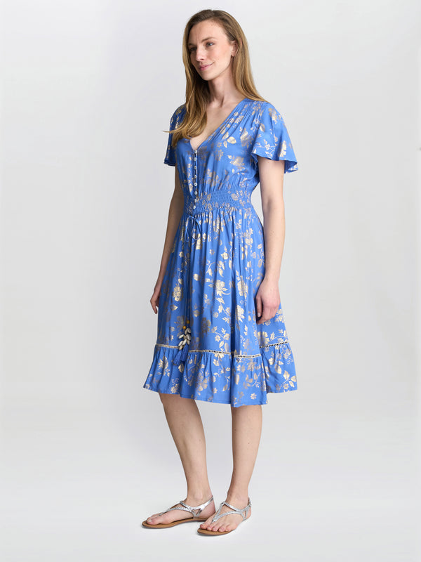 Etna Gold Print Summer Dress