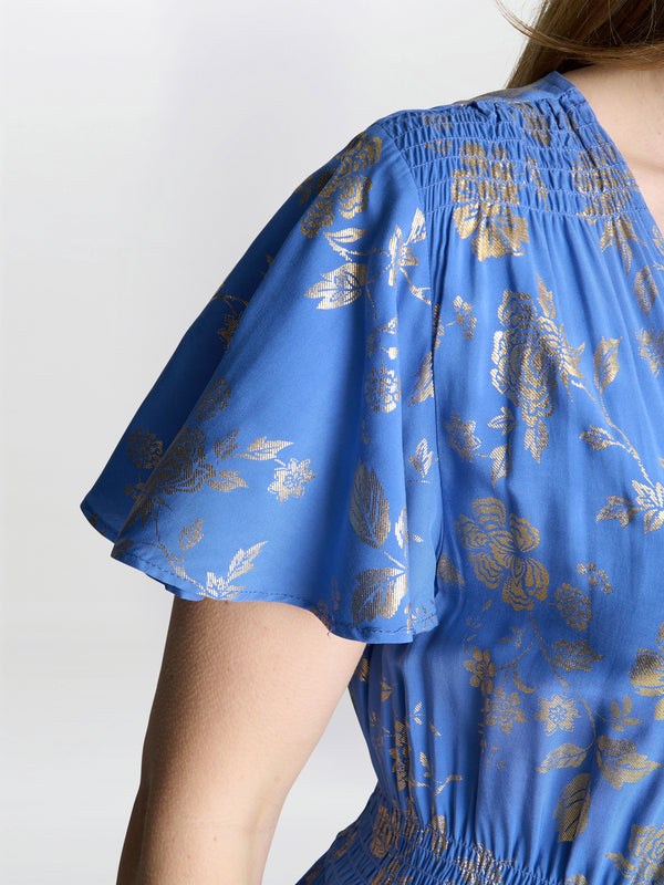 Etna Gold Print Summer Dress