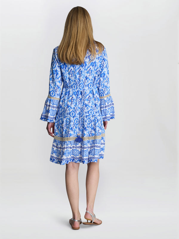 Eva Marie Collarless Shirt Dress