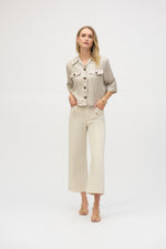 Joseph Ribkoff Foiled Linen Blend Short Sleeve Boxy Jacket