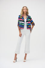 Joseph Ribkoff Gauze Stripe Print Short Boxy Blazer