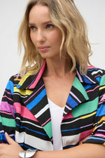 Joseph Ribkoff Gauze Stripe Print Short Boxy Blazer