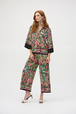 Joseph Ribkoff Woven Paisley Print Wide-Leg Pants