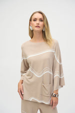 Joseph Ribkoff Abstract Jacquard Sweater Knit Pullover