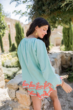 Piti Cuiti Guadalupe Aqua Blouse And Shorts Set