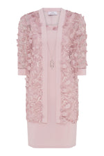 Destiny Floral Applique Dress And Jacket With Detachable Necklace