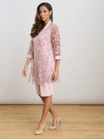 Destiny Floral Applique Dress And Jacket With Detachable Necklace