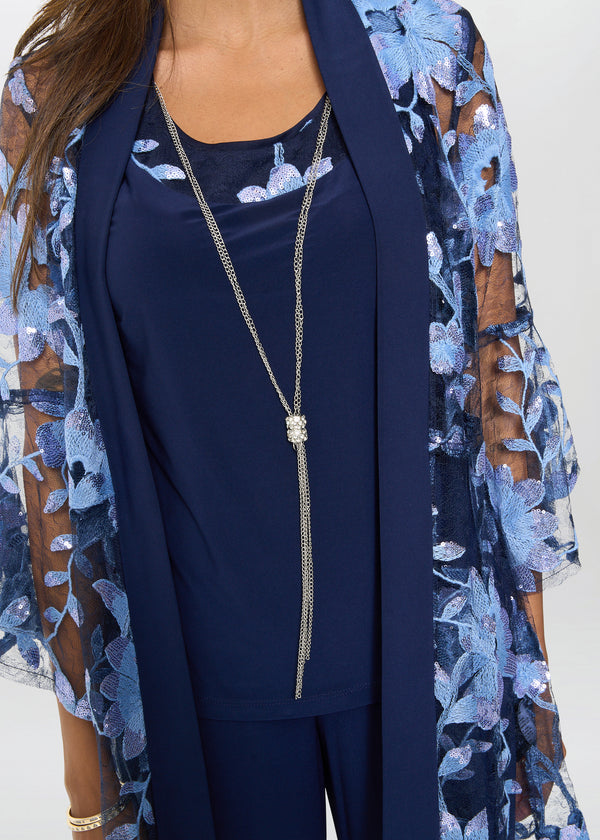 Dorris Three Piece Trouser Suit With Embroidered Jacket