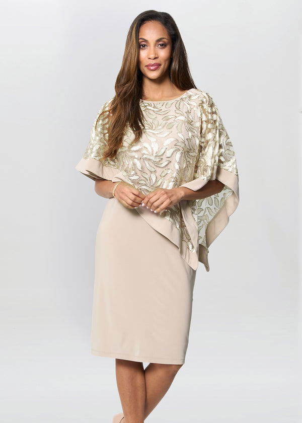Darlene Embroidered Cape Dress