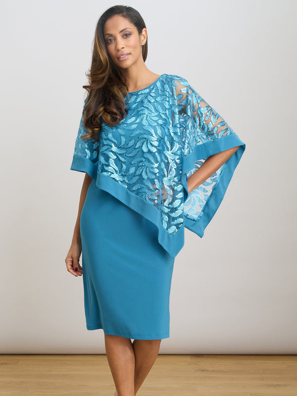 Darlene Embroidered Cape Dress