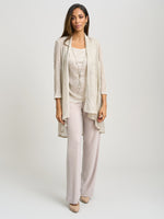 Natasha Three Piece Metallic Crinkle Trouser Suit