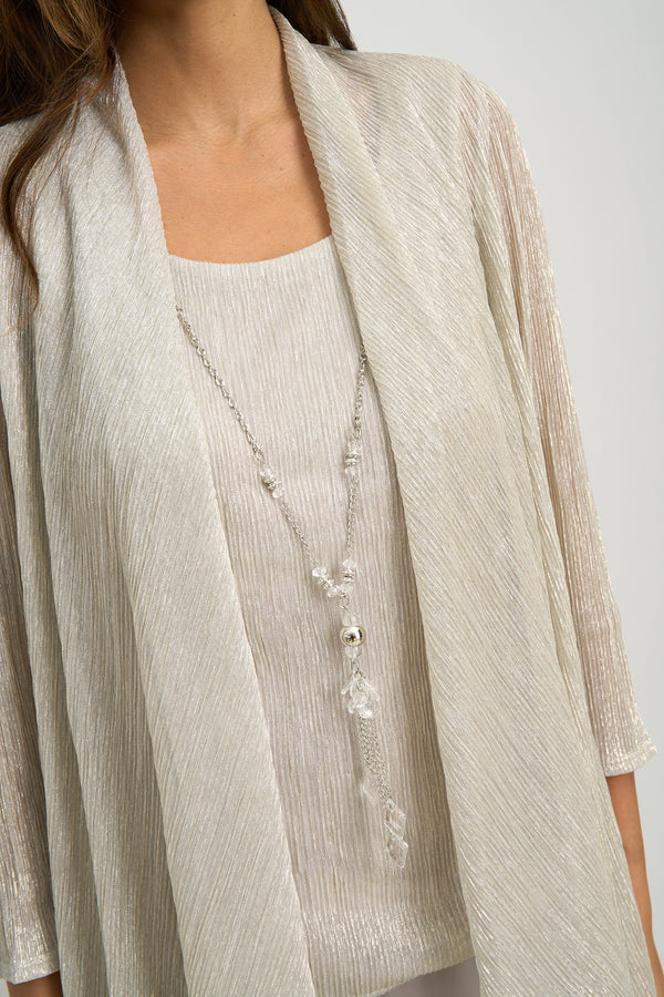 Natasha Three Piece Metallic Crinkle Trouser Suit