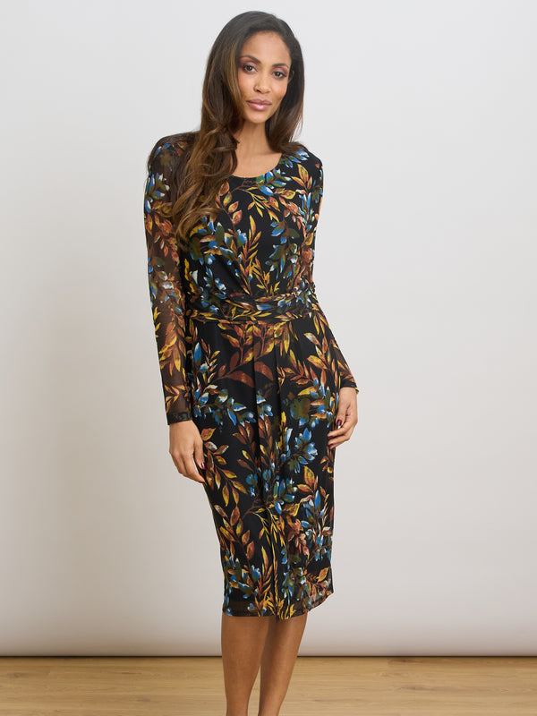 Giordana Floral Mesh Midi Dress