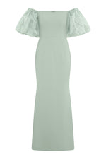 Indigo Puff-Sleeve Maxi Dress