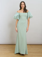 Indigo Puff-Sleeve Maxi Dress
