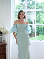 Indigo Puff-Sleeve Maxi Dress