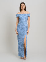 Janette Embroidered Sequin Off-Shoulder Maxi Dress