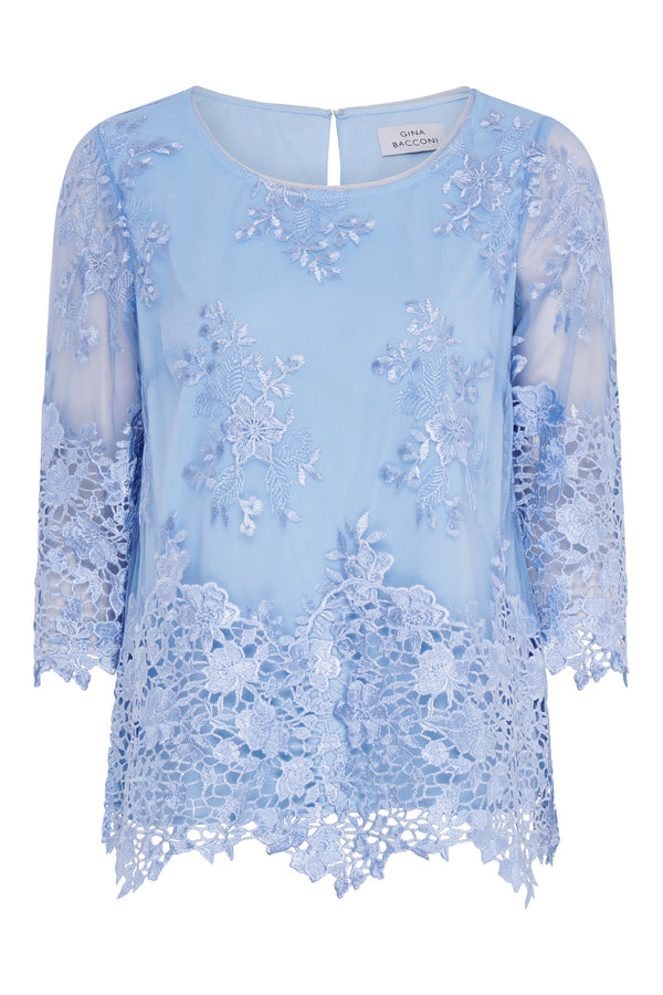 Kirsten Embroidered Blouse With Scallop Detail