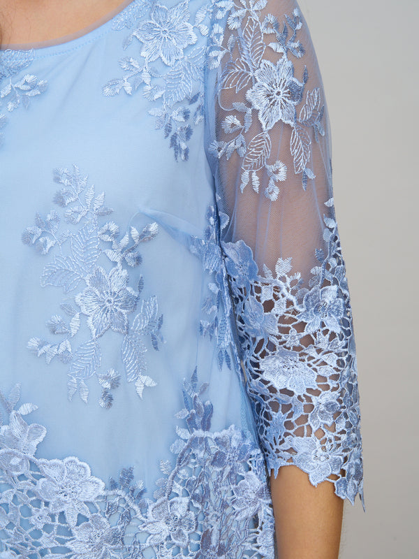 Kirsten Embroidered Blouse With Scallop Detail