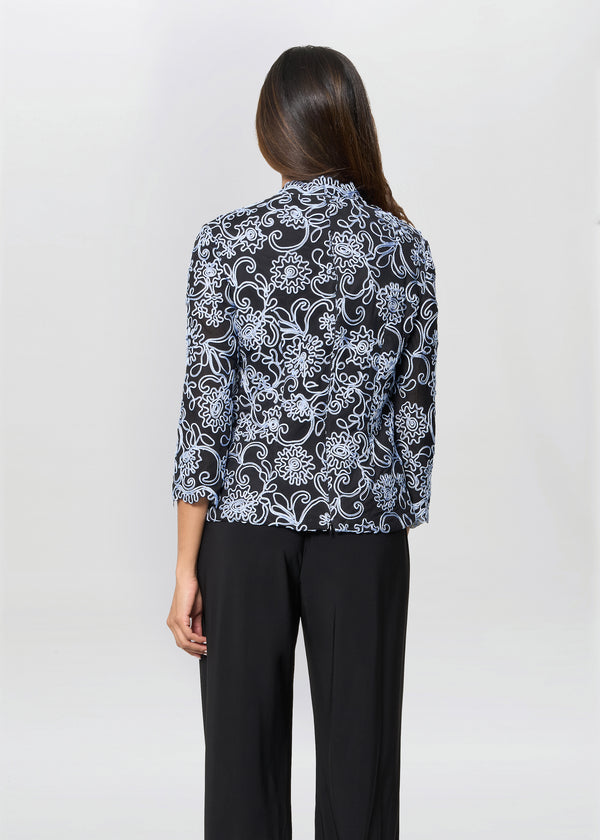 Lanette Embroidered Blouse With Scallops