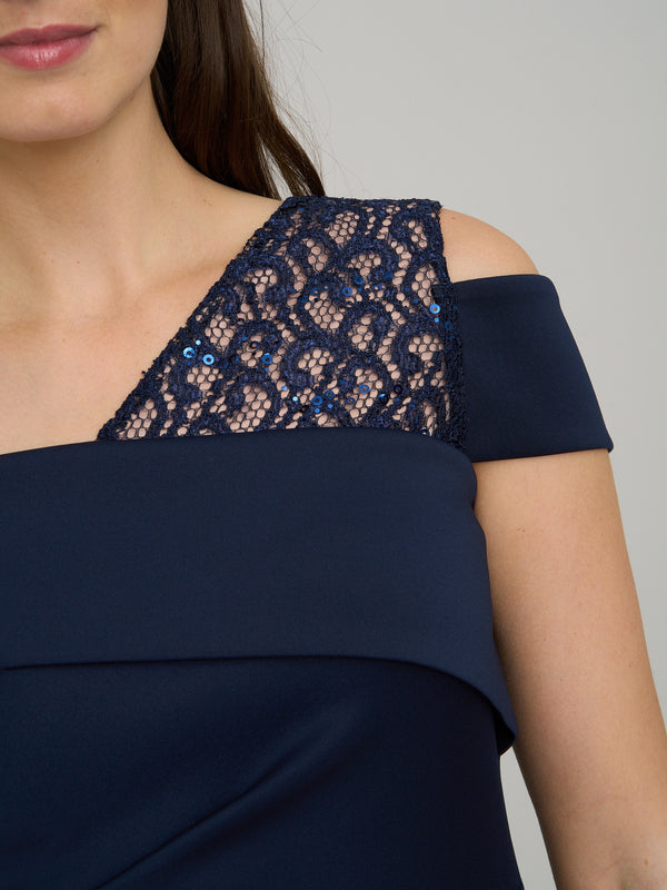 Mandie One Shoulder Lace Detail Maxi Dress