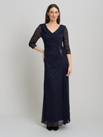 Georgina Maxi Portrait Collar Dress With Beaded Trim