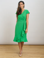Marinella Ruffle Hem Crepe Dress