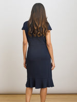 Marinella Ruffle Hem Crepe Dress