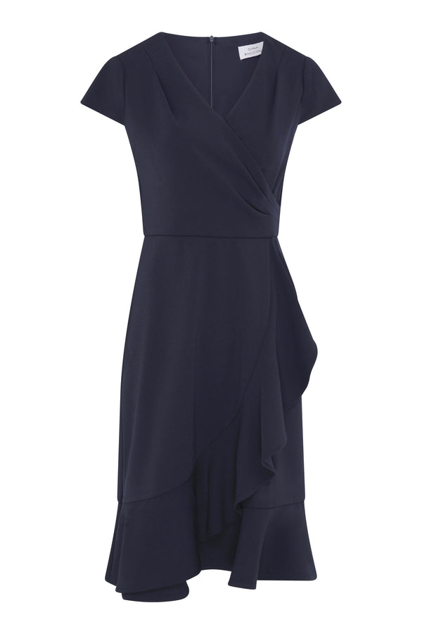 Marinella Ruffle Hem Crepe Dress