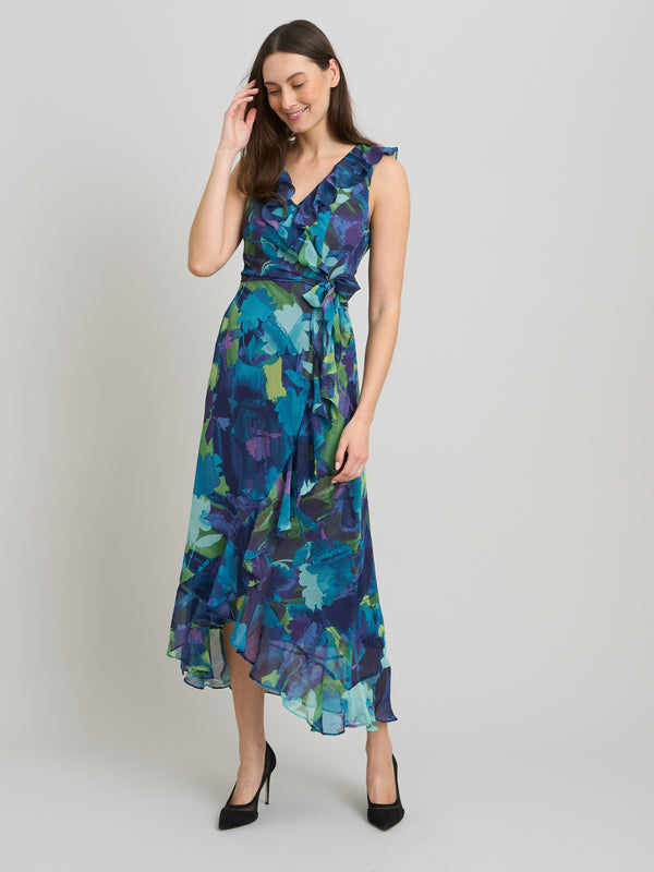 Marlee Side Tie Ruffle Print Dress