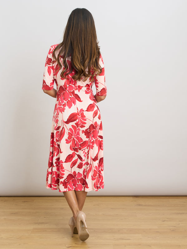 Maybelle Short Sleeve Keyhole Print Midi Dress