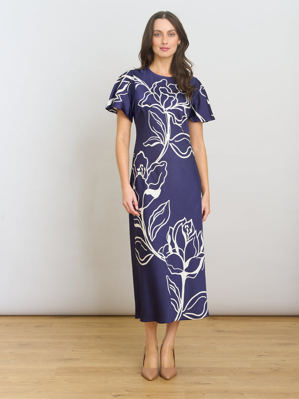 Meg Short Sleeve Print Midi Dress