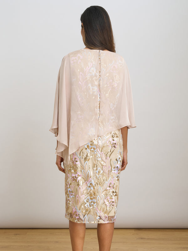 Monroe Short Embroidered Dress With Chiffon Bodice