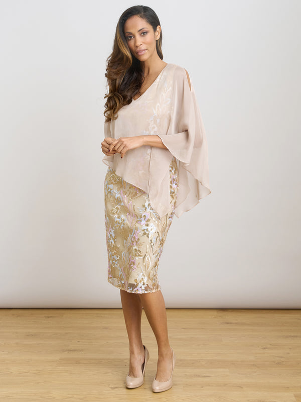 Monroe Short Embroidered Dress With Chiffon Bodice