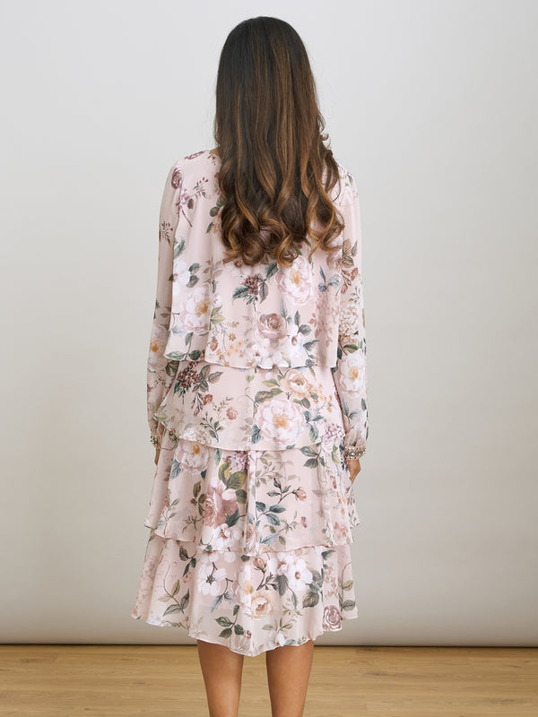 Muriel Short Printed Tiered Chiffon Dress