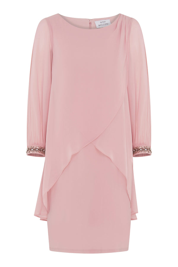 Lexie Embellished Cuff Chiffon Overlay Dress
