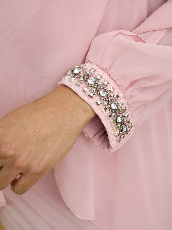 Lexie Embellished Cuff Chiffon Overlay Dress