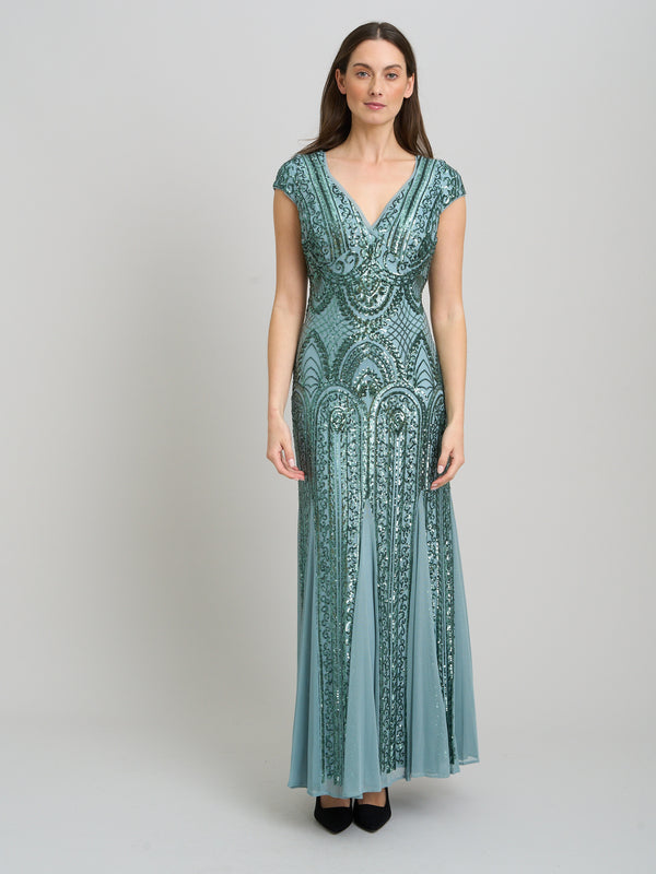Mimsy V Neck Beaded Maxi Dress