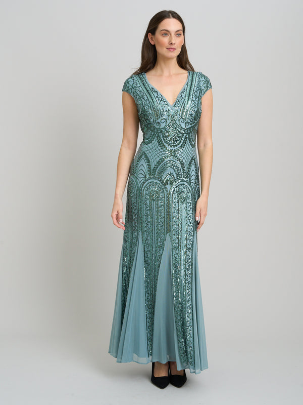 Mimsy V Neck Beaded Maxi Dress
