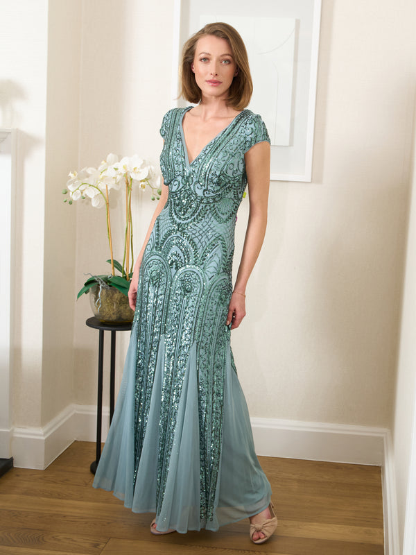 Mimsy V Neck Beaded Maxi Dress