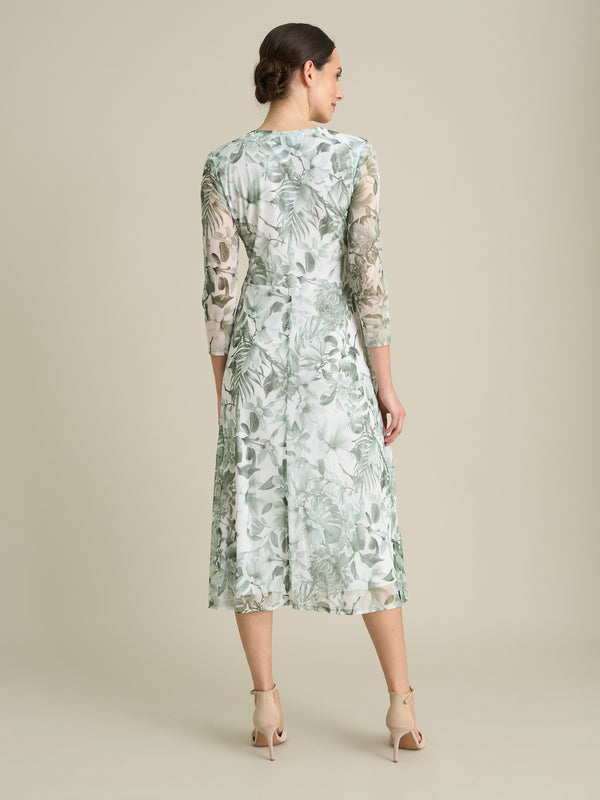 Nancie Floral Mesh Faux Wrap Dress
