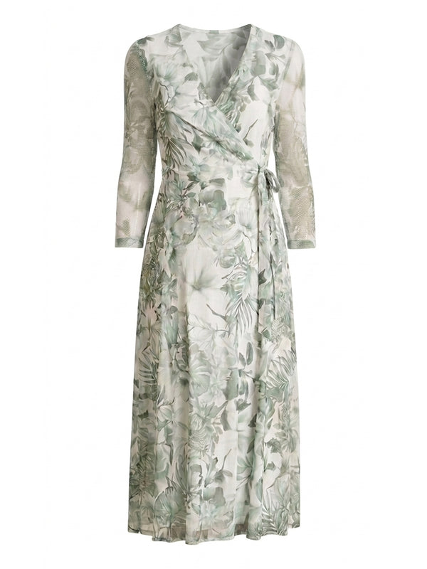 Nancie Floral Mesh Faux Wrap Dress