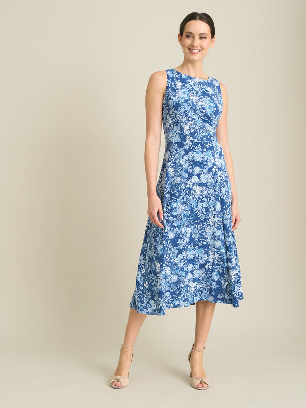 Odelia Floral Print Midi Dress