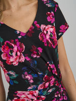 Paulette Twist Knot Cape Sleeve Floral Dress