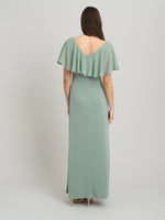 Peaches V Neck Chiffon Frill Maxi Dress